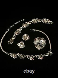 TRIFARI Radiance Thistle 1954 Set Rhinestones Rhodium Alfred Philippe Box