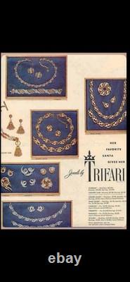 TRIFARI Radiance Thistle 1954 Set Rhinestones Rhodium Alfred Philippe Box