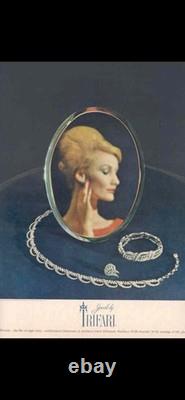 TRIFARI Reverie 1962 Set Crystal Rhinestones Rhodium Alfred Philippe PAT PEND TRIFARI Reverie 1962 Set Crystal Rhinestones Rhodium Alfred Philippe PAT PEND