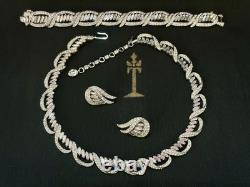 TRIFARI Reverie 1962 Set Crystal Rhinestones Rhodium Alfred Philippe PAT PEND