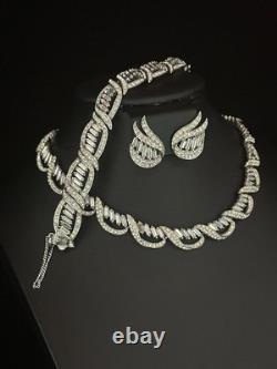 TRIFARI Reverie 1962 Set Crystal Rhinestones Rhodium Alfred Philippe PAT PEND
