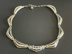 TRIFARI Rhinestone Baguette Necklace Silver Curved Link Choker Alfred Philippe