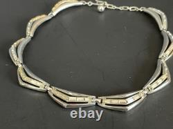 TRIFARI Rhinestone Baguette Necklace Silver Curved Link Choker Alfred Philippe