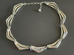 TRIFARI Rhinestone Baguette Necklace Silver Curved Link Choker Alfred Philippe