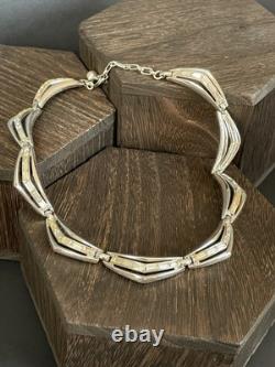 TRIFARI Rhinestone Baguette Necklace Silver Curved Link Choker Alfred Philippe