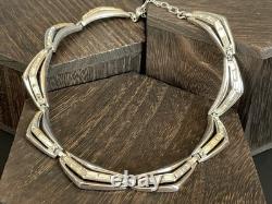 TRIFARI Rhinestone Baguette Necklace Silver Curved Link Choker Alfred Philippe