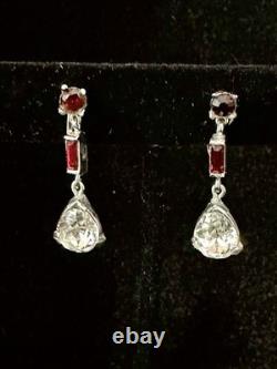 TRIFARI Rhodium Crystal Ruby-Red Earrings Necklace Alfred Philippe PAT PEND Box