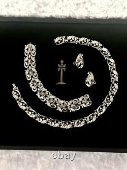 TRIFARI Rhodium Diamanté Alfred Philippe Earrings Bracelet Necklace PAT PEND Box