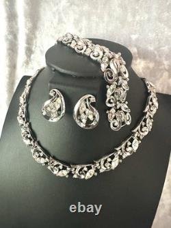 TRIFARI Rhodium Diamanté Alfred Philippe Earrings Bracelet Necklace PAT PEND Box