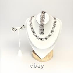 TRIFARI Rhodium Diamanté Alfred Philippe Earrings Bracelet Necklace PAT PEND Box