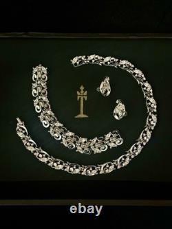 TRIFARI Rhodium Diamanté Alfred Philippe Earrings Bracelet Necklace PAT PEND Box