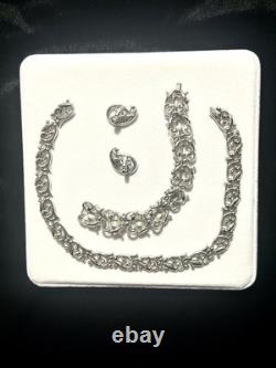 TRIFARI Rhodium Diamanté Alfred Philippe Earrings Bracelet Necklace PAT PEND Box