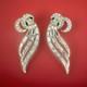 TRIFARI Rhodium Double-Cresent Triple-Leaf Diamant&eacute; Earrings Alfred Philippe Box