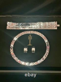 TRIFARI Rhodium Honeycomb Set Tessellated Alfred Philippe PAT PEND 1945