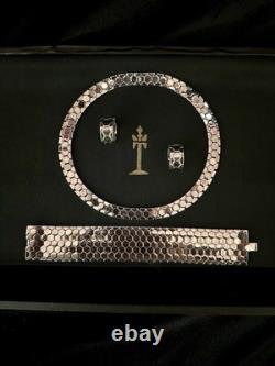 TRIFARI Rhodium Honeycomb Set Tessellated Alfred Philippe PAT PEND 1945