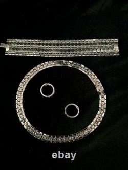 TRIFARI Rhodium Honeycomb Set Tessellated Alfred Philippe PAT PEND 1945