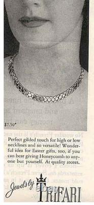 TRIFARI Rhodium Honeycomb Set Tessellated Alfred Philippe PAT PEND 1945
