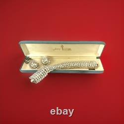 TRIFARI Rhodium Rhinestones Set Alfred Philippe Oval Rhinestones Crown withBox
