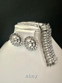 TRIFARI Rhodium Rhinestones Set Alfred Philippe Oval Rhinestones Crown withBox