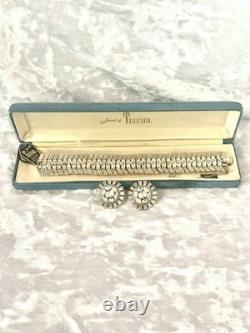 TRIFARI Rhodium Rhinestones Set Alfred Philippe Oval Rhinestones Crown withBox