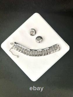 TRIFARI Rhodium Rhinestones Set Alfred Philippe Oval Rhinestones Crown withBox