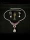 TRIFARI Rhodium Ruby Parure 1952 Earrings Necklace Alfred Philippe PAT PEND