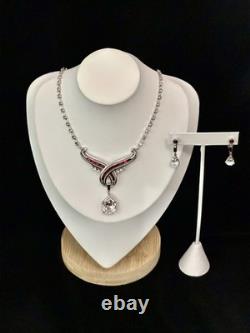 TRIFARI Rhodium Ruby Parure 1952 Earrings Necklace Alfred Philippe PAT PEND