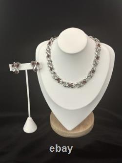 TRIFARI Rhodium Ruby-RED Diamonds Alfred Philippe Demi-Parure PAT PEND TRIFARI Rhodium Ruby-RED Diamonds Alfred Philippe Demi-Parure PAT PEND