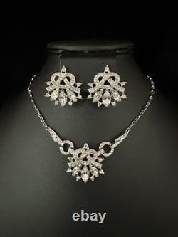 TRIFARI Ribbon Diamanté Set Alfred Philippe Navette Earrings Necklace PAT PEND