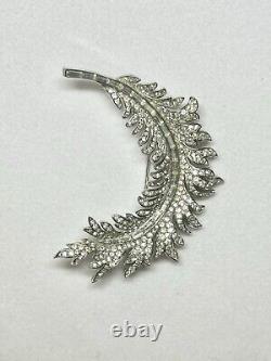 TRIFARI Royal Plume Book Alfred Philippe Brooch Silver Feather Crown