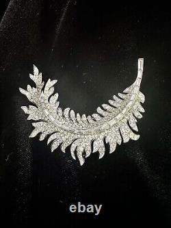 TRIFARI Royal Plume Book Alfred Philippe Brooch Silver Feather Crown