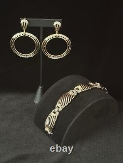 TRIFARI Royal Ransom 1953 Earrings Bracelet Gold Open-Work Crystal A. Philippe