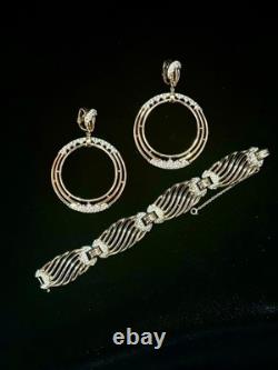 TRIFARI Royal Ransom 1953 Earrings Bracelet Gold Open-Work Crystal A. Philippe