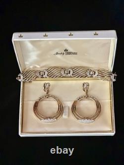 TRIFARI Royal Ransom 1953 Earrings Bracelet Gold Open-Work Crystal A. Philippe