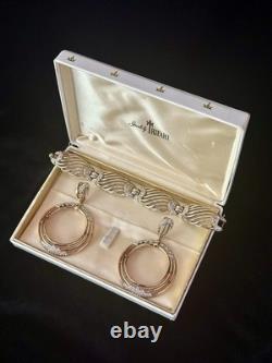 TRIFARI Royal Ransom 1953 Earrings Bracelet Gold Open-Work Crystal A. Philippe