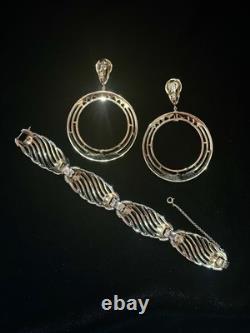 TRIFARI Royal Ransom 1953 Earrings Bracelet Gold Open-Work Crystal A. Philippe
