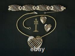 TRIFARI Royal Ransom 1953 Set Gold Heart Open-Work Crystal Alfred Philippe