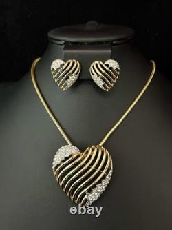 TRIFARI Royal Ransom-Hearts 1953 Set Gold Open-Work Crystal A. Philippe