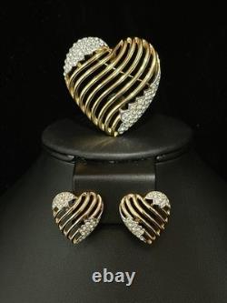 TRIFARI Royal Ransom-Hearts 1953 Set Gold Open-Work Crystal A. Philippe