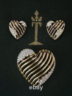 TRIFARI Royal Ransom-Hearts 1953 Set Gold Open-Work Crystal A. Philippe