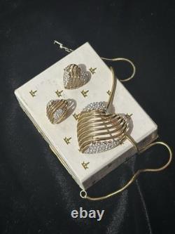 TRIFARI Royal Ransom Set Hearts Open-Work Diamanté Alfred Philippe 1953 TRIFARI Royal Ransom Set Hearts Open-Work Diamanté Alfred Philippe 1953
