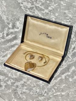 TRIFARI Royal Ransom Set Hearts Open-Work Diamanté Alfred Philippe 1953 withBox