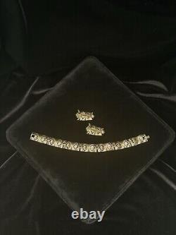 TRIFARI Ruby-RED Diamond Gold-Trifanium Alfred Philippe Earrings Bracelet Set