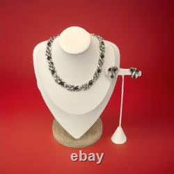 TRIFARI Ruby-RED Diamonds Alfred Philippe Demi-Parure Silver PAT PEND