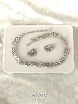 TRIFARI Ruby-RED Diamonds Alfred Philippe Demi-Parure Silver PAT PEND