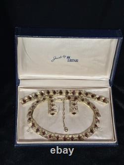 TRIFARI Ruby-RED Set Diamond-Cut Rhinestones Gold-Trifanium Alfred Philippe