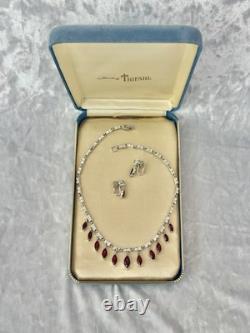 TRIFARI Ruby-Red Dangle Married Alfred Philippe Rhodium Marquise PAT PEND withBox