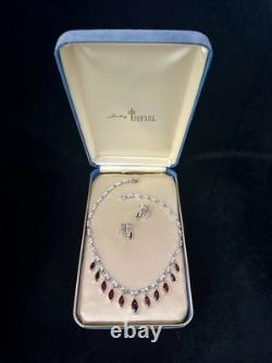 TRIFARI Ruby-Red Dangle Married Alfred Philippe Rhodium Marquise PAT PEND withBox