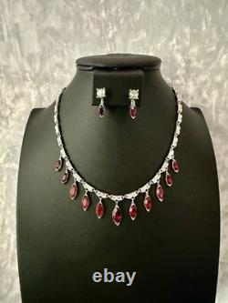 TRIFARI Ruby-Red Dangle Married Alfred Philippe Rhodium Marquise PAT PEND withBox