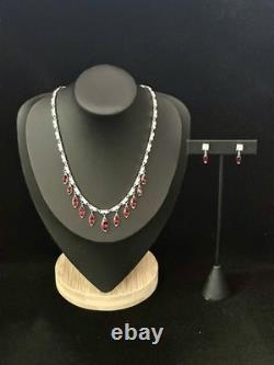 TRIFARI Ruby-Red Dangle Married Alfred Philippe Rhodium Marquise PAT PEND withBox